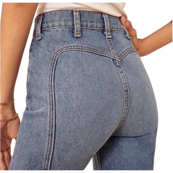 Agolde Blue Sydney Demin Saddle Straight Leg Button Fly Jeans Size 26 - Picture 9 of 15